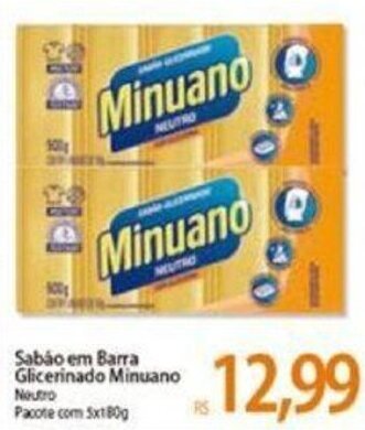 Atacadão Sabão em Barra Glicerinado Minuano 5x180g oferta