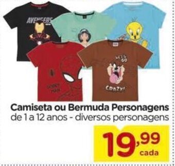 Camiseta ou Bermuda Personagens