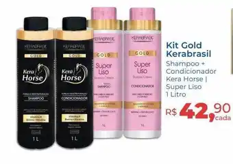 Kit gold kerabrasil shampoo + condicionador kera horse super liso