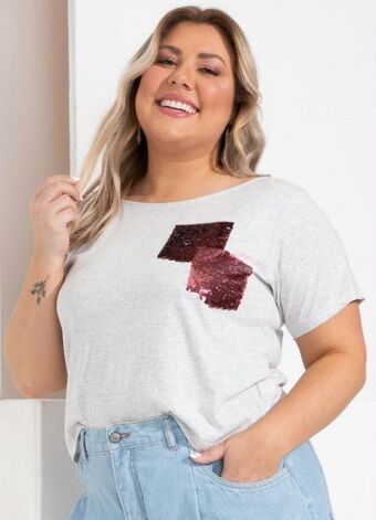 Posthaus Quintess - blusa mescla claro com bordado de lantejoula oferta