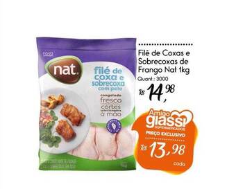 Giassi Supermercados Filé de coxas e sobrecoxas de frango nat oferta