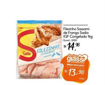 Giassi Supermercados Filezinho sassami de frango sadia iqf congelado oferta