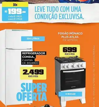 Refrigerador consul fogão mônaco plus atlas