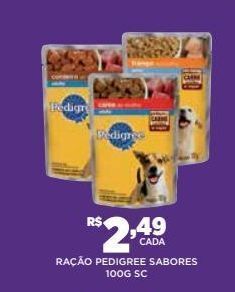 DB Supermercados Ração para cães pedigree 100g oferta