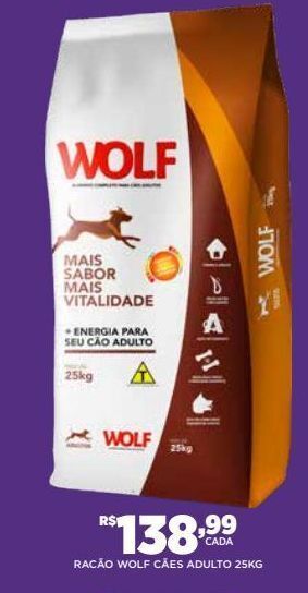 DB Supermercados Ração para cães wolf 25kg oferta