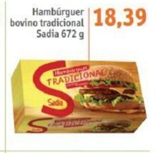 Sonda Hamburguer Bovino tradicional Sadia 672g oferta
