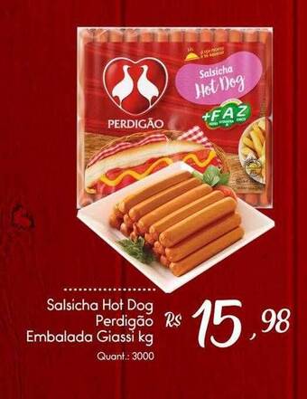 Giassi Supermercados Salsicha hot dog perdigão embalada giassi kg oferta