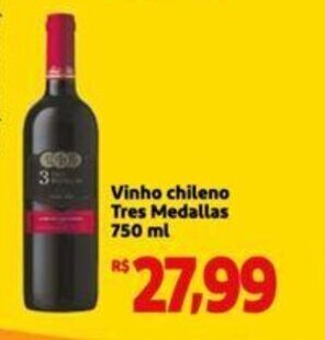Vinho Chileno Tres Medallas 750ml