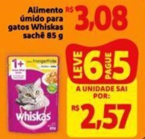 Extra Supermercado Alimento Umido para Gatos Whiskas sache 85g oferta