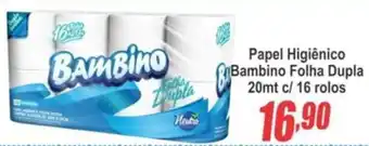 Papel Higiénico Bambino Folha Dupla 20ml c/ 16 rolos