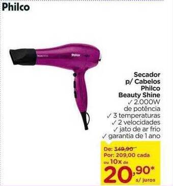 Carrefour Secador p cabelos philco beauty shine oferta