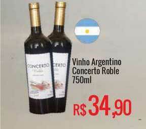 Mart Minas Vinho Argentino Concerto Roble 750ml oferta