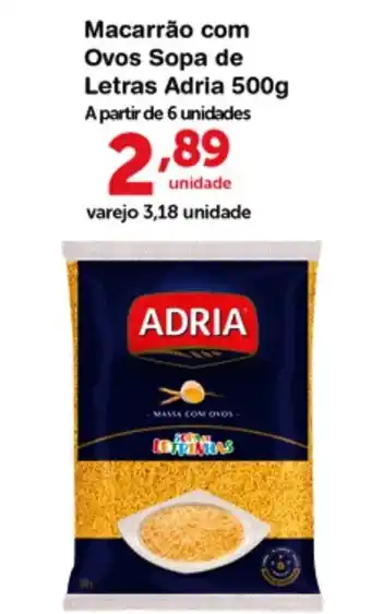 Roldão Macarrao com Ovos Sopa de Letras Adria 500g oferta