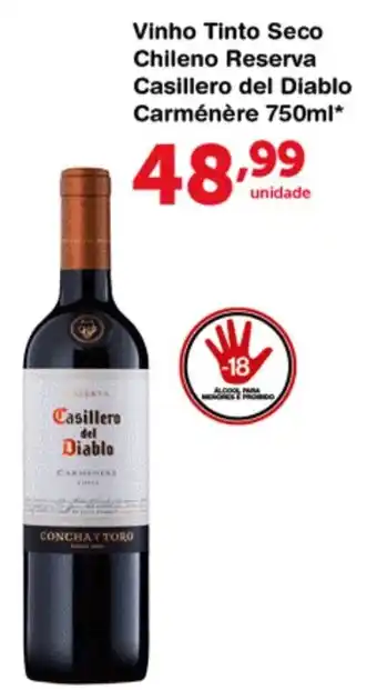 Roldão Vinho Tinto Seco Chileno Reserva Casillero del Diablo Carmenere 750ml oferta