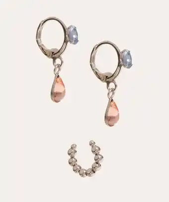 C&A Kit de brincos feminino de argola com pedra zircônia + piercing prateado oferta