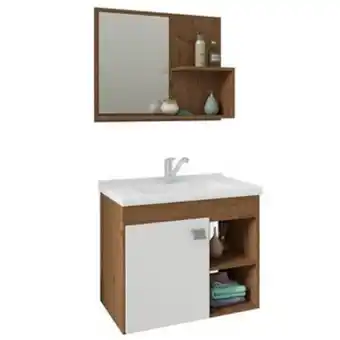 Leroy Merlin Conjunto para banheiro com 1 porta e cuba lotus-mgm - amendoa / branco oferta