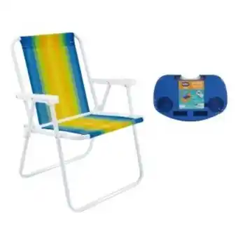 Lojas TaQi Kit praia cadeira alta mor de aço 2002 sortida e mesa auxiliar para cadeira oferta