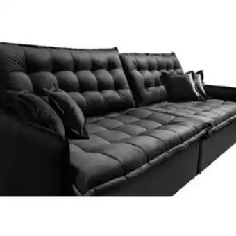 Leroy Merlin Sofá sem caixa retrátil reclinável 2,55m cama inbox versátil com pillow top e molas velusoft preto oferta
