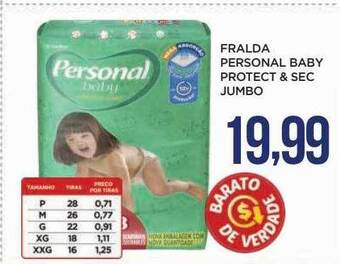 Apoio Mineiro Fralda personal baby protect & sec jumbo oferta