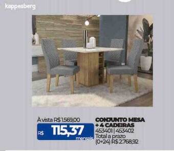 Lojas Certel Conjunto mesa + 4 cadeiras kappesberg oferta