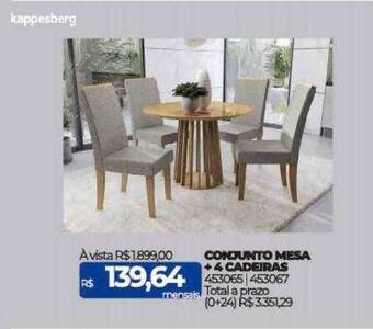 Lojas Certel Conjunto mesa + 4 cadeiras kappesberg oferta
