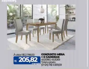 Lojas Certel Conjunto mesa + 6 cadeiras kappesberg oferta