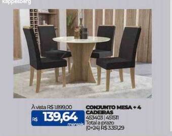Lojas Certel Conjunto mesa + 4 cadeiras kappesberg oferta