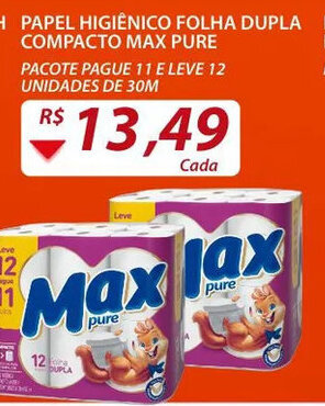 Assaí Atacadista Papel Higiénico Folha Dupla Compacto Max Pure oferta