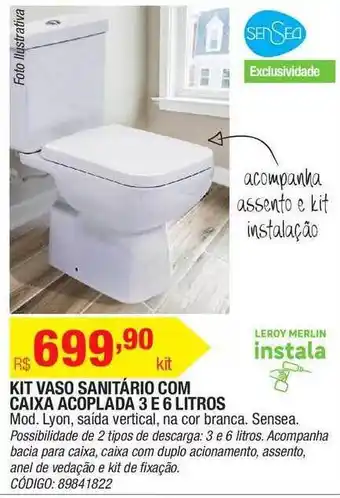 Leroy Merlin Kit Vaso Sanitário Com Caixa Acoplada 3 E 6 Litros Mod. Lyon Sensea oferta