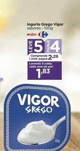 Carrefour Iogurte Grego Vigor 100g oferta