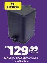 DB Supermercados Lixeira inox quad soft close 12l oferta