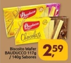 Supermercados Nori Biscoito Wafer Bauducco 117g/140g sabores oferta