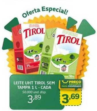 Leite uht tirol sem tampa