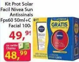 Chama Supermercados Kit prot solar facil nivea sun antissinais fps60 50ml + c facial 100 g oferta