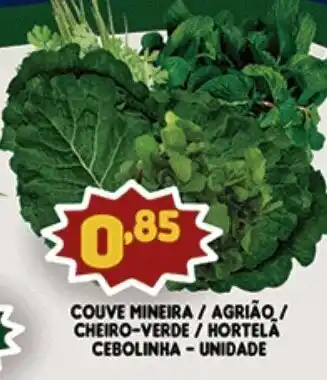 Couve mineira/ Agriao/ Cheiro Verde/ Hortela Cebolinha unidade