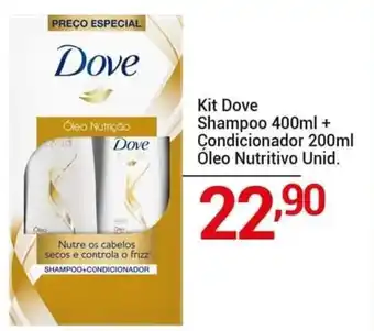 X Supermercados Kit Dove Shampoo 400ml + Condicionador 200ml oferta