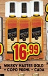 Supermercados Cristal Whisky Master Gold + Copo 900ml cada oferta