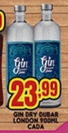 Supermercados Cristal Gin Dry Dubar London 900ml cada oferta