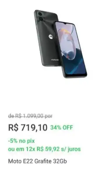Moto E22 Grafite 32GB