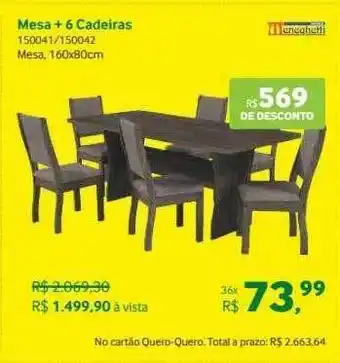 Mesa + 6 cadeiras