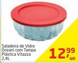 Tenda Atacado Saladeira de vidro oceani com tampa plástica vitazza 2,4l oferta
