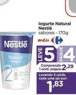 Carrefour Iogurte Natural Nestlé Leve 5 Pague 4 170g oferta
