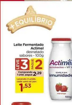 Carrefour Leite Fermentado Actimel Leve 3 Pague 2 100g oferta