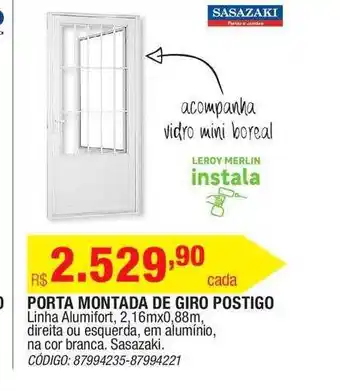 Leroy Merlin Porta Montada De Giro Postigo Linha Alumifort 2.16mx0.88m Sasazaki oferta