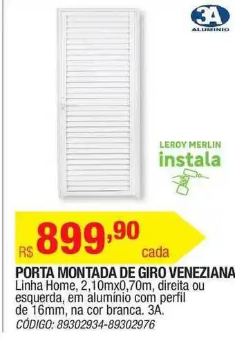 Porta Montada De Giro Veneziana Linha Home 2.10x0.70m 3a