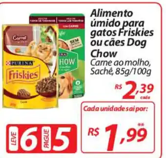 Nacional Alimento umido para gatos Friskies ou caes Dog Chow 85g/100g oferta