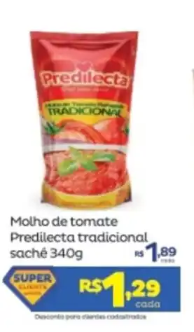 Super Lagoa Molho de Tomate Predilecta Trad. sache 340g oferta