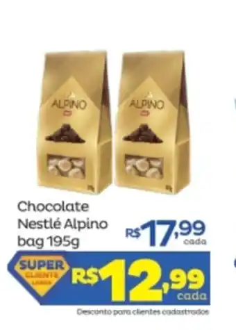 Super Lagoa Chocolate Nestle Alpino Bag 195g oferta