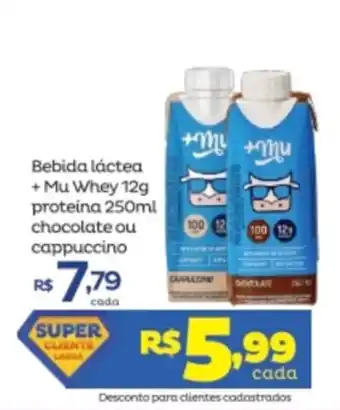 Super Lagoa Bebida lactea + Mu Whey 12g proteina 250ml chocolate ou cappuccino oferta