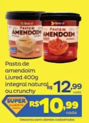 Super Lagoa Pasta de Amendoim Livred 400g integral natural ou crunchy oferta
